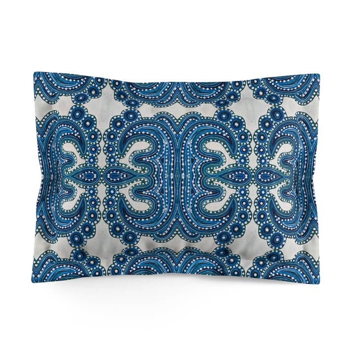 Blue Tile Pillow Sham for wholesale by B.Maraffi Art and Home