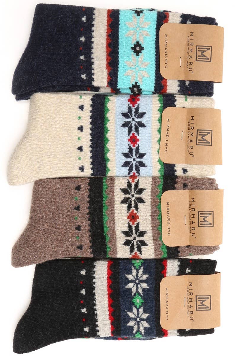 Women's Snowflake Wool Blend Crew Socks for wholesale on Faire4