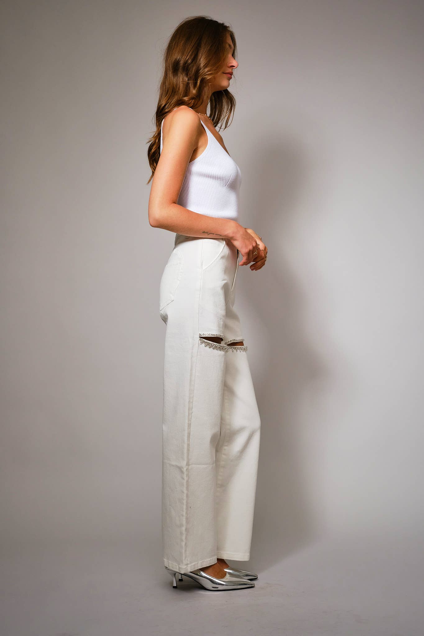 Blue B - Wholesale Jeans - Women's - 15137P-1 - Cut Out Front Rhinestone Washed Denim Jeans7