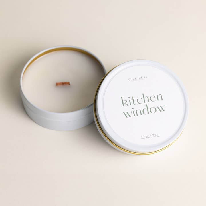 Kitchen Window Mini Candle Tin (Rosemary, Sage, Lavender) for wholesale by Yuzu Leaf