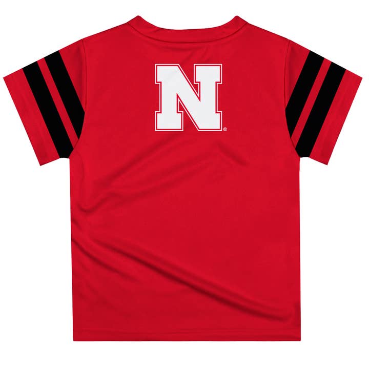 Vive La Fete - Wholesale Screen Printed T-Shirt - Kids - University of Nebraska Huskers Red T-shirt Stripes Sleeves1