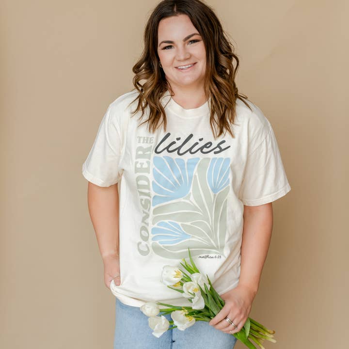 Consider The Lilies - Comfort Colors Tee for wholesale by Little Mama Shirt Shop