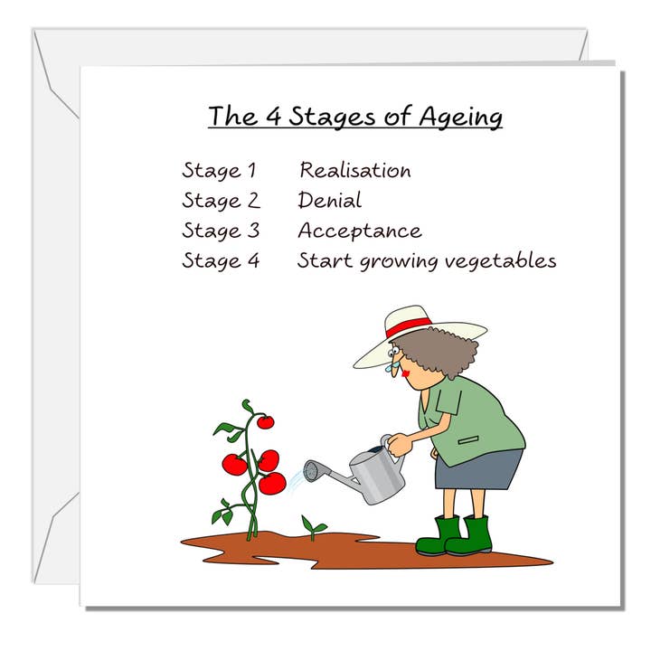 Cartão de Aniversário Gardening 40º 50º 60º 70º 80ª mulher mãe avó Avó Irmã Feminina Amiga Velhice Envelhecimento Humor Divertido Legumes por atacado de Swizzoo Cards