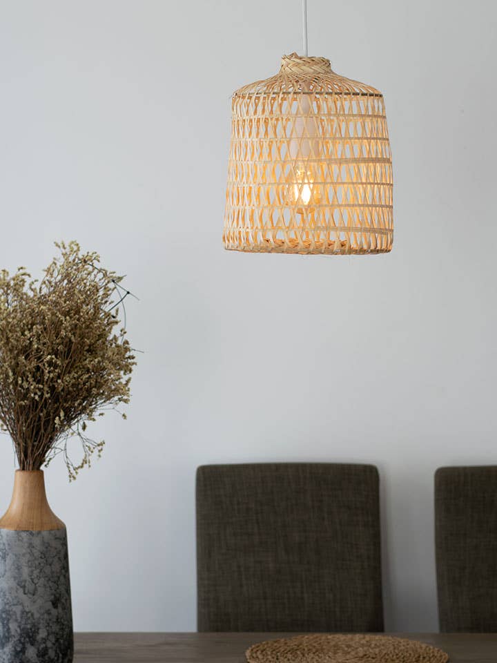 Repurposed Asian Fish Trap Basket Bamboo Light for wholesale by Lanna Passa