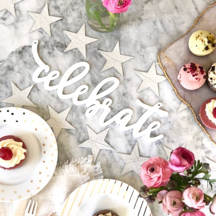 Acrylic calligraphy banner- Celebrate for wholesale by modernEID