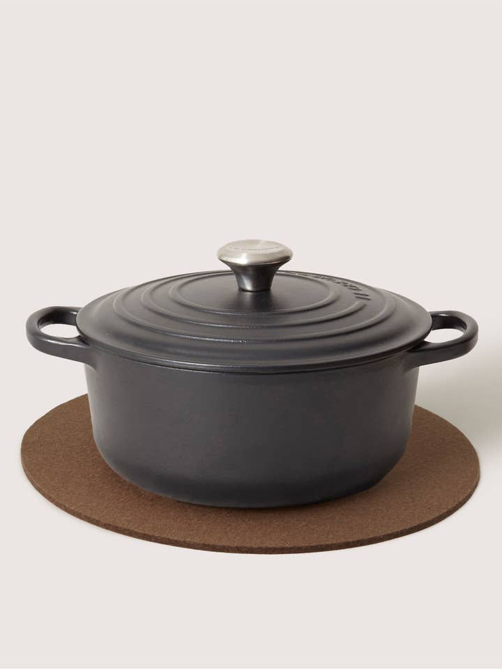 Merino Wool 12" Round Trivet - Cumin for wholesale by Graf Lantz