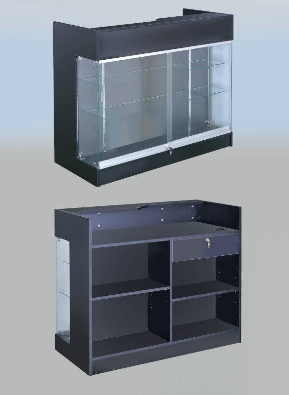 Only Hangers - Wholesale Retailer Display Stand/Case - Black Ledgetop Showcases with LED Lights  in 4ft and 6ft1