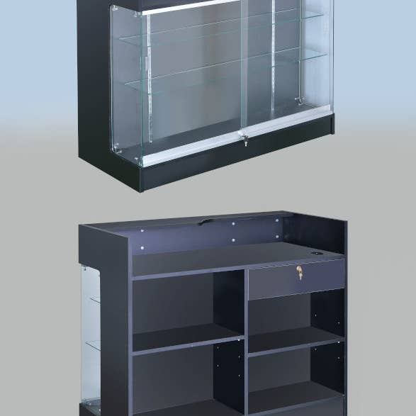 Only Hangers - Wholesale Retailer Display Stand/Case - Black Ledgetop Showcases with LED Lights in 4ft and 6ft1
