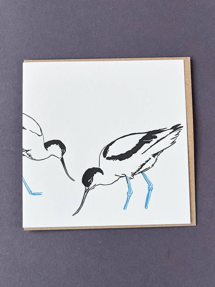 Carte Letterpress Avocets pour la vente par Penguin Ink