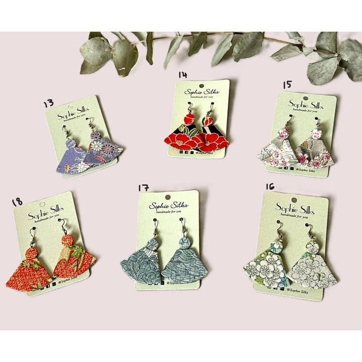 Sophie Silks - Wholesale Dangle earrings - Fan Shape Kimono Earrings2