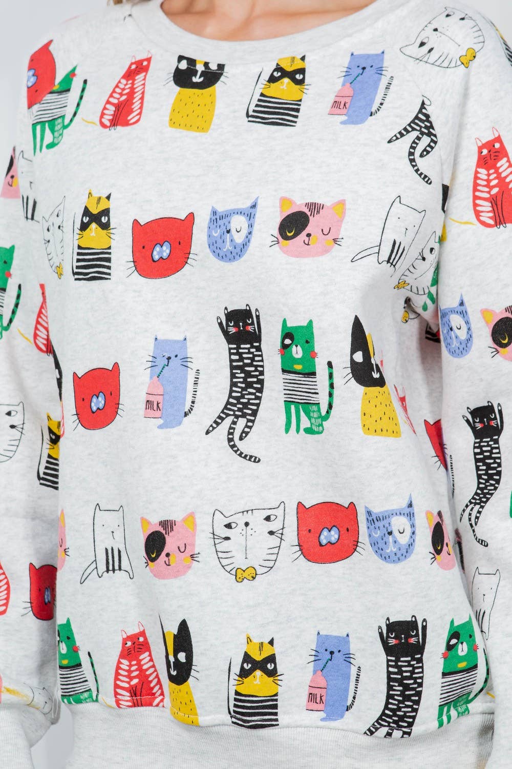 LA Soul - Wholesale Sweatshirt - Women's - Colorful Cat Fleece Sweatshirt4