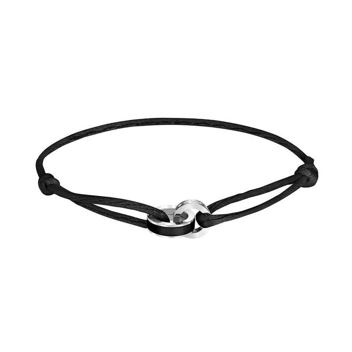 WEWA BLACK CORD BLACK CHIP WITH ZIRCONIA BRACELET for wholesale by JASON HYDE