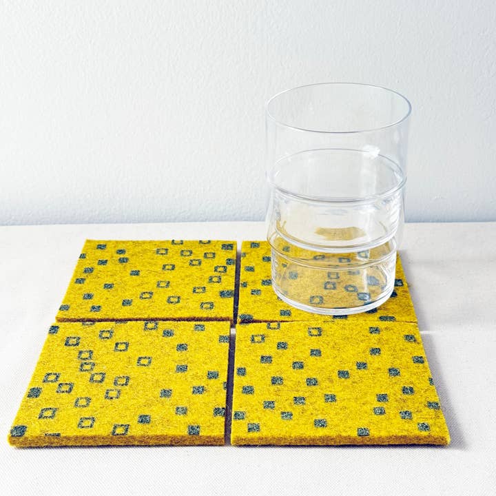 Coasters/Metallic Olive Snippets on Citron Wool Felt for wholesale by olgajoan