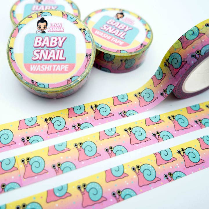 Washi Tape für Schnecken, Schneckengeschenke, rosafarbenes Washi Tape für den Großhandel von Leon Römer Illustraties