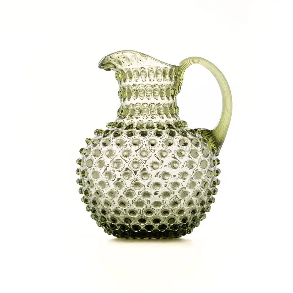 Maure Luxury Gifts - Wholesale Jug - Hobnail Glass Pitcher | Moss Green | 2L | Vintage Jug