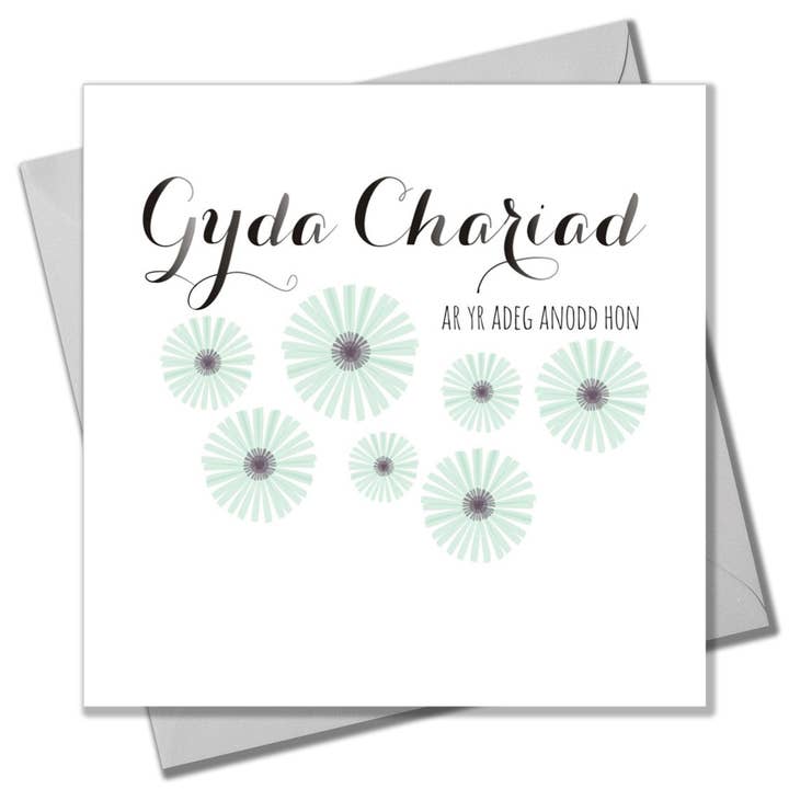 Welsh Thinking of You Card, Sunshine and Clouds, Under the Weather for wholesale by Claire Giles Ltd