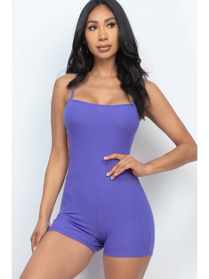 CAPELLA APPAREL - Wholesale Romper - Women's - Ribbed Sleeveless Back Cutout Bodycon Romper3