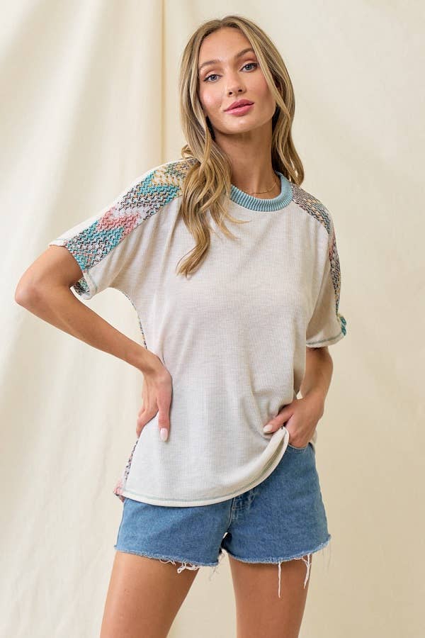 lovely melody - Wholesale T-Shirt - Women's - LMT3883-Lucianas aztect print top15