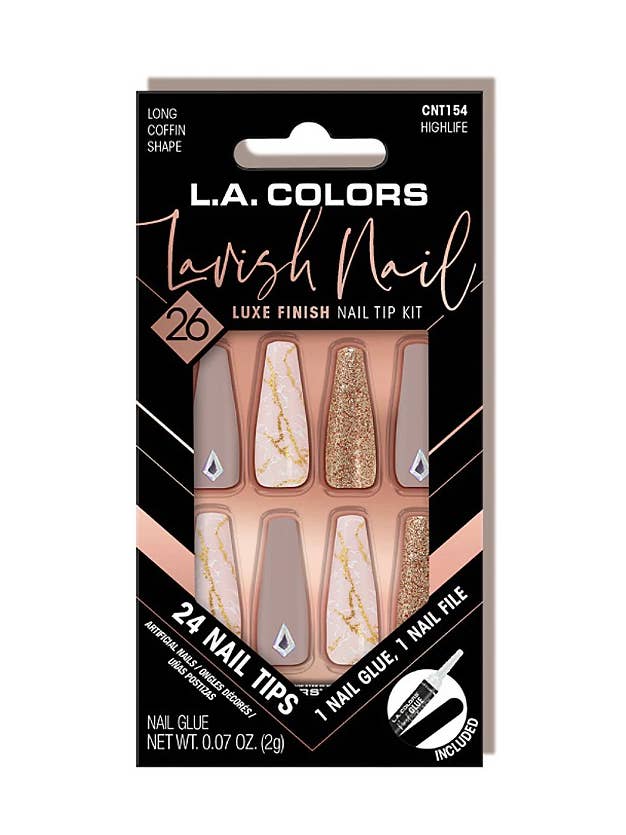 LA Colors CNT154 Lavish Luxe Nail Tip Kit Highlife - 3pc for wholesale by PINEAPPLE Beauty