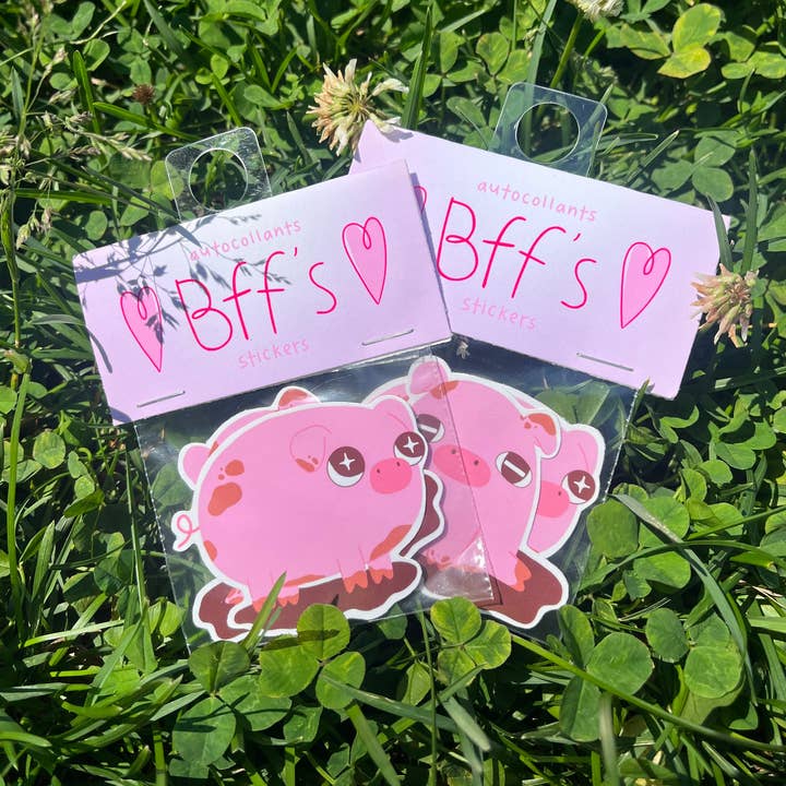 JusFleur – Engroshandel Klistermærke – Pigs BFFS klistermærker (matchende bedste venner klistermærker)0