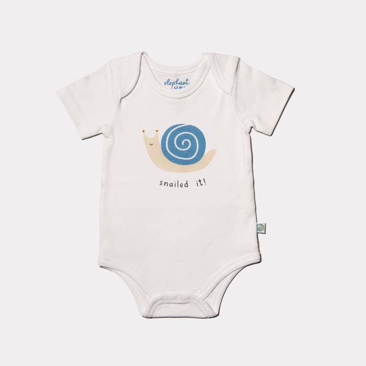 Grow With Me-Short Sleeved Onesie - Snailed It! for wholesale by Elephant Moon