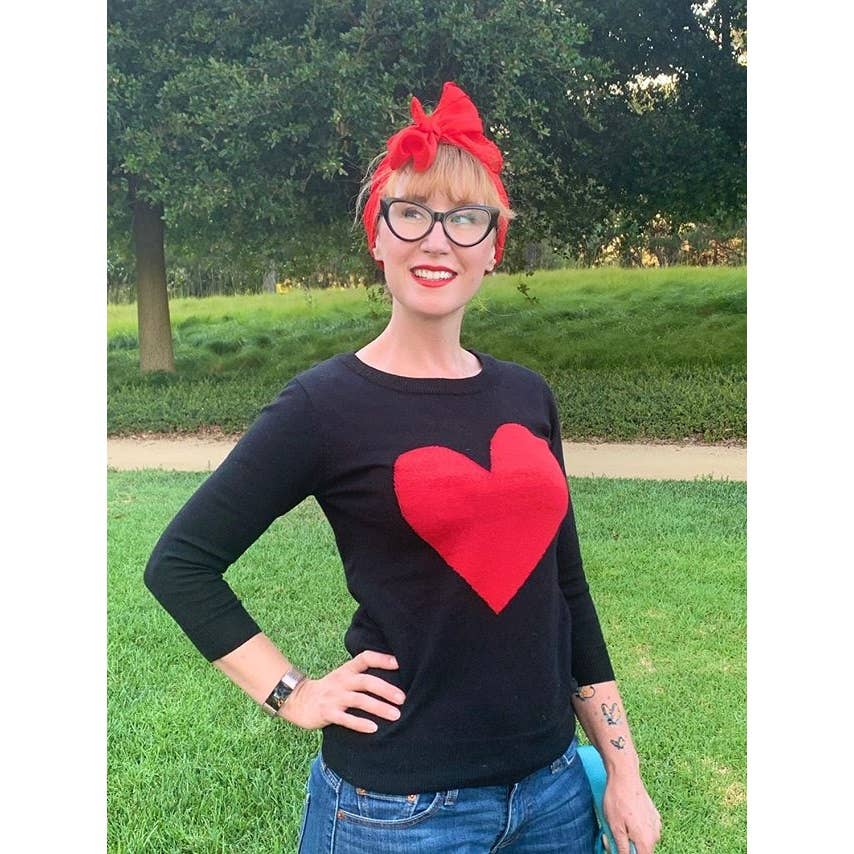 Mak – wholesale Pullovertröja - Dam – Heart Chenille Crewneck 3/4 ärm tröja MK359525