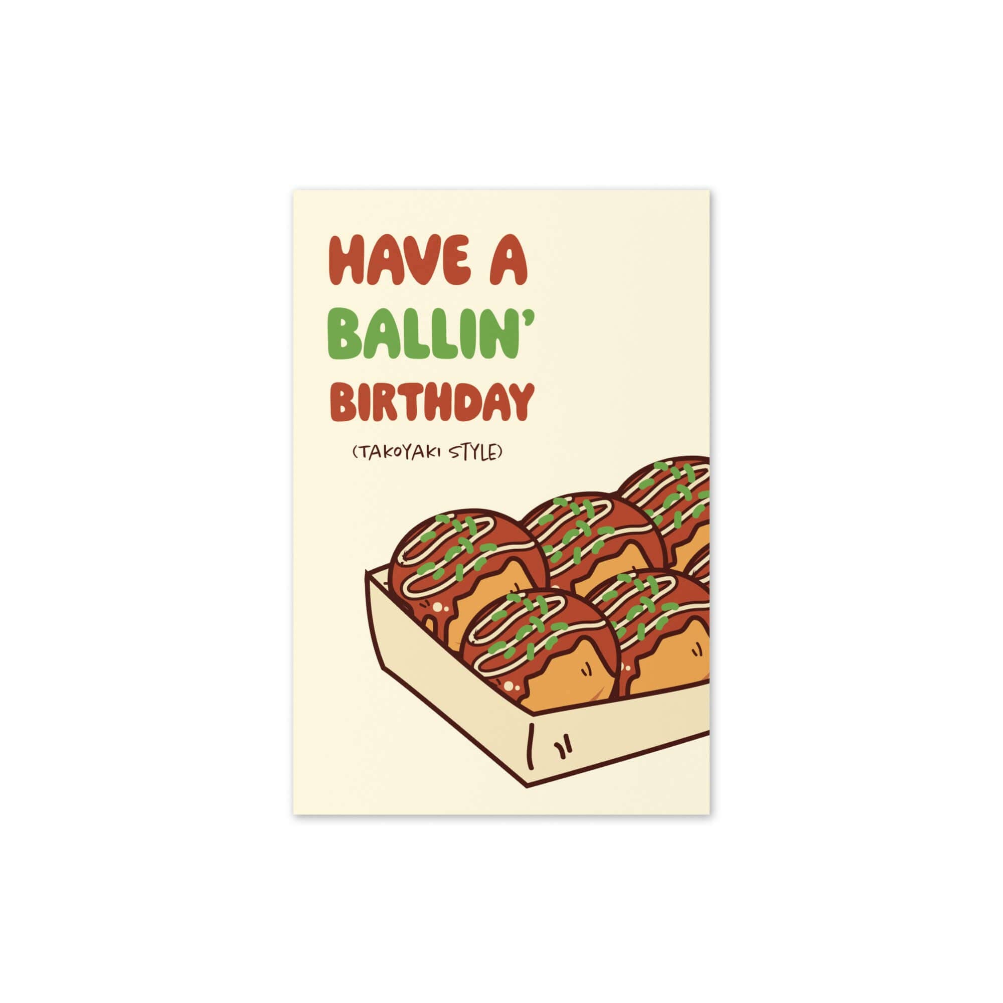 Cute Asian Cards - Vente Cartes d'anniversaire - Passe un anniversaire Takoyaki génial | Cartes de vœux asiatiques japonaises amusantes2
