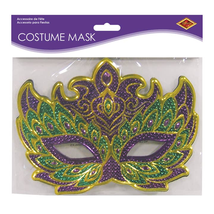 Beistle - Wholesale Costume - Unisex - Mardi Gras Costume Mask, Green Gold and Purple1