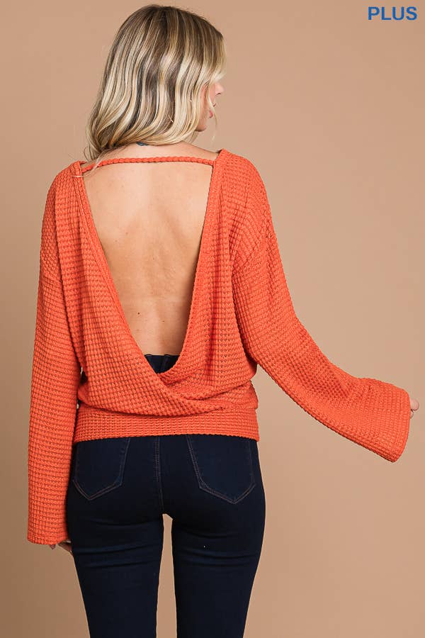 Culture Code - Wholesale Knit Top - Women's - CHT1824LX - SURPLICE BACK DETAIL BELL SLV TOP15