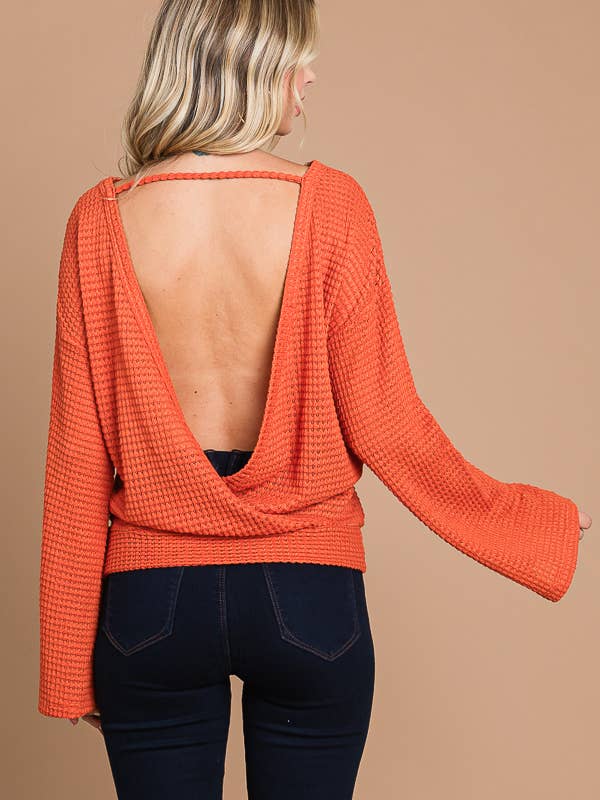 Culture Code - Wholesale Knit Top - Women's - CHT1824LX - SURPLICE BACK DETAIL BELL SLV TOP15