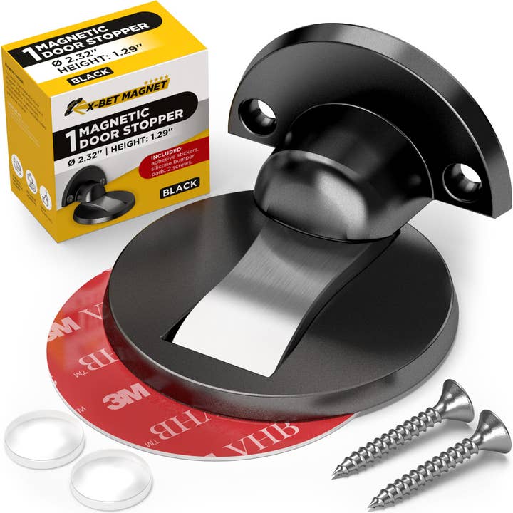 Black Magnetic Door Stopper, Heavy Duty, Self Adhesive, 1pc for wholesale by X-bet MAGNET