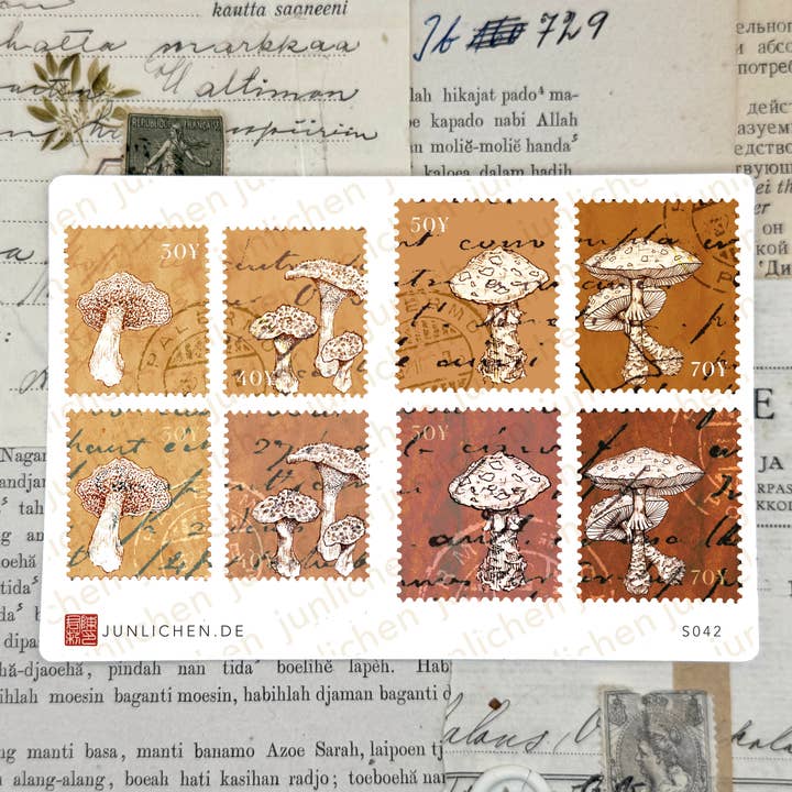 Mushroom Autumn Stamps | Sticker Sheet for wholesale by itsjunli