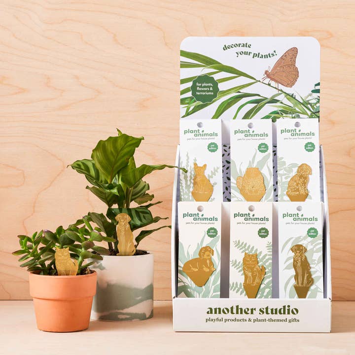 Another Studio - Wholesale Ornament - Cat, Plant Animal Pet, brass houseplant and pot decoration