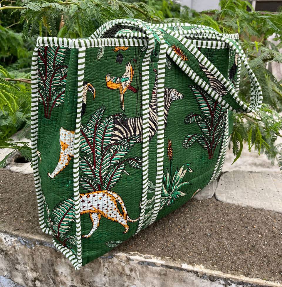 bhavnas boutique - Wholesale Shoulder Bag - Women's - Animal Printed Cotton Quilted Jhola Bag Women Shopping Bags 3