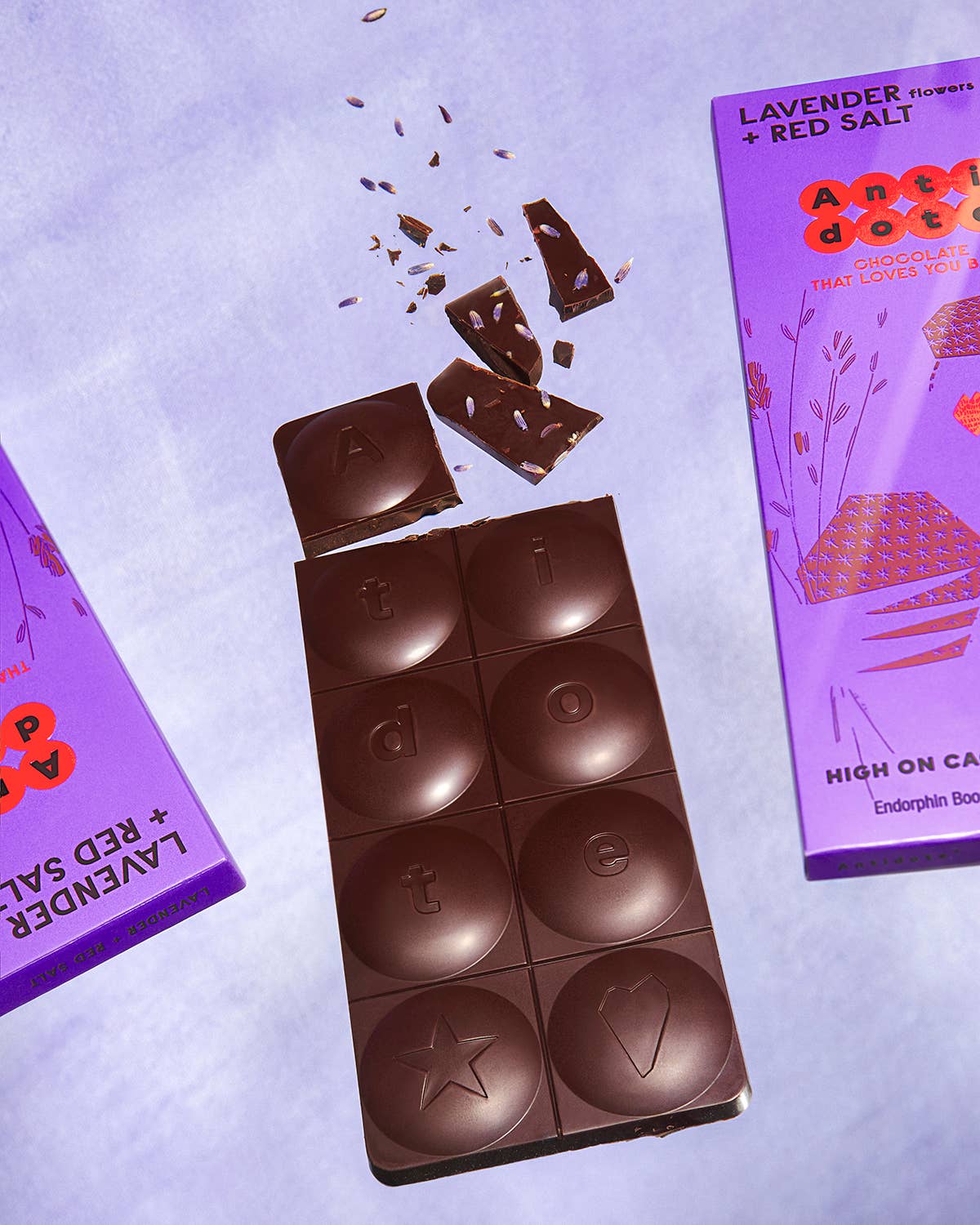Antidote Chocolate - Wholesale Chocoladereep - Antidote Chocolate PANAKEIA: LAVENDER + ROOD ZOUT2