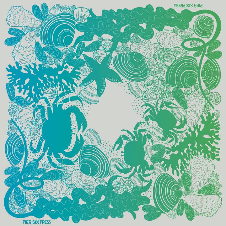 Bandana con stampa a mano delle pozze di marea della costa del Pacifico per la vendita all'ingrosso da parte di Pier Six Press