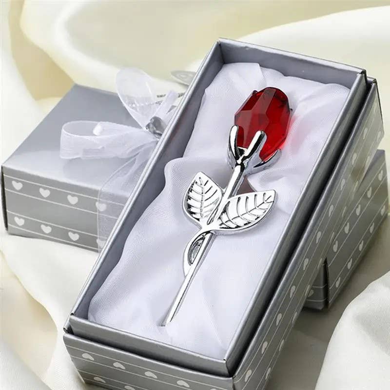 Syrrios Gifts LLC - Wholesale Artificial Flowers - Eternal Red Rose Glass Flower in Gift Box - Romantic10