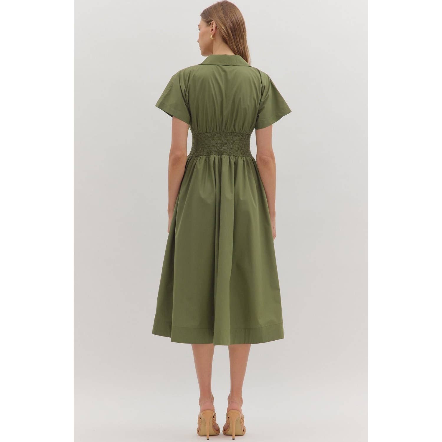 STYLE USA - Wholesale Dress - Women's - Solid short sleeve midi dress 13