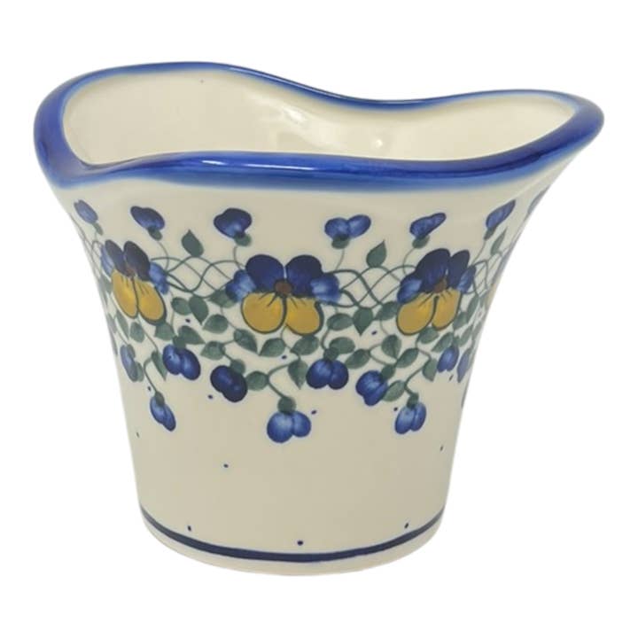 Vase, Garden, 5.5", WR (WR66A) in "Pansy Wreath" by W.R. Ceramika | WR66A-EZ2 for wholesale by Polish Pottery Outlet