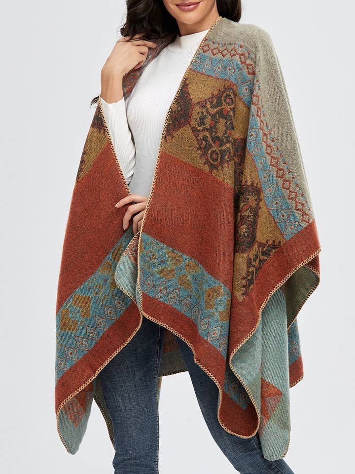 retro baroque multicolor faux wool ruana basic wrap shawl and other Purchase Wholesale ruana wrap. Free Returns & Net 60 Terms on Faire trending on Faire.
