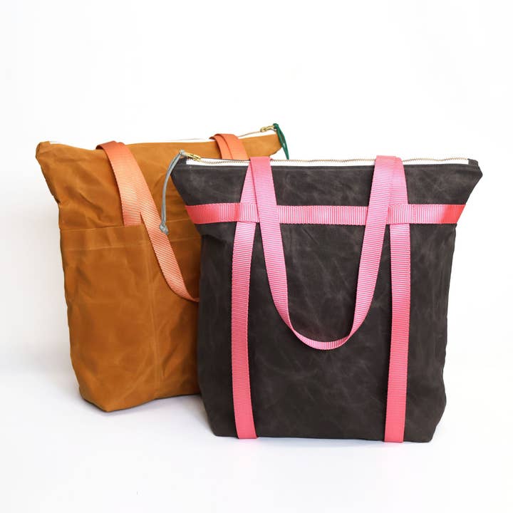 waxed canvas totepack: convertible tote/backpack for wholesale by Newton Supply Co