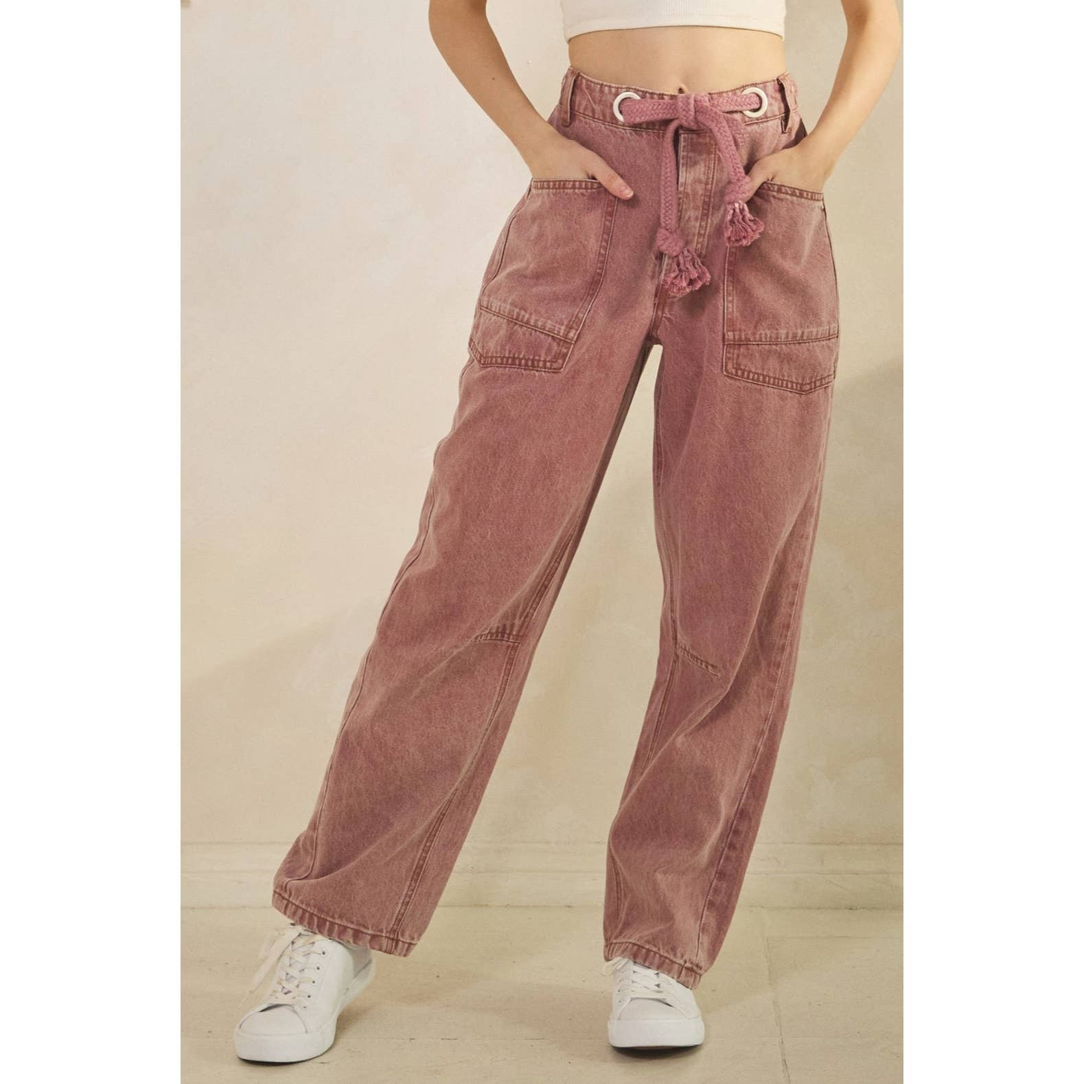Sage + Fig - Wholesale Pants - Women's - VINTAGE ROPE TIE DENIM (SP7988)4