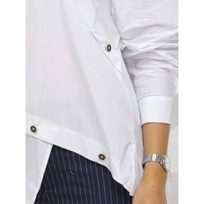 VIT Asymmetrisk blus med knappar och delad framkant för wholesale på Faire2