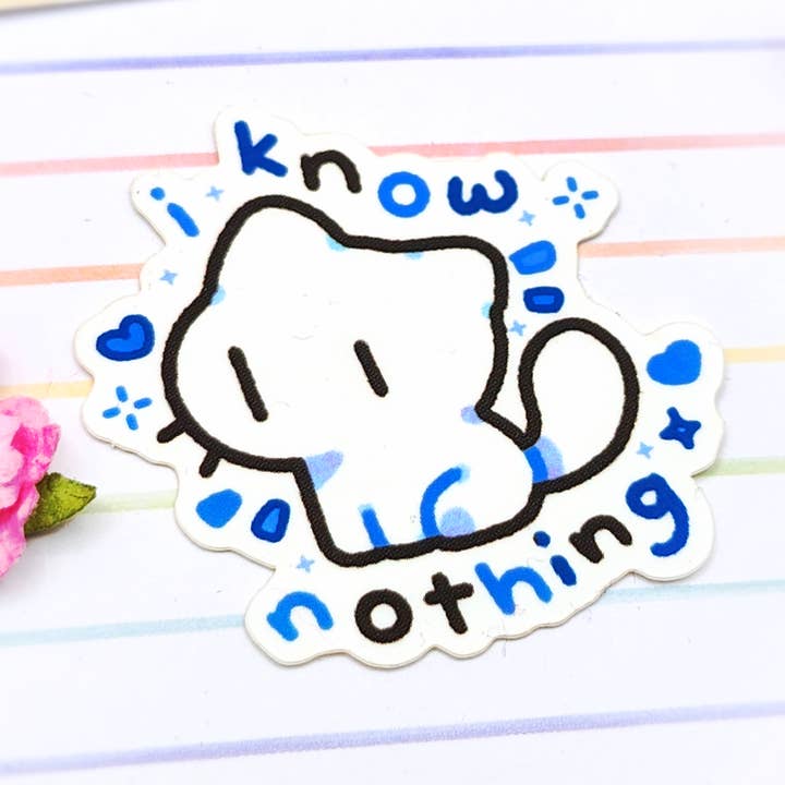 Nekoblob Knows Nothing 2in Vinyl Sticker for wholesale by mirupiico