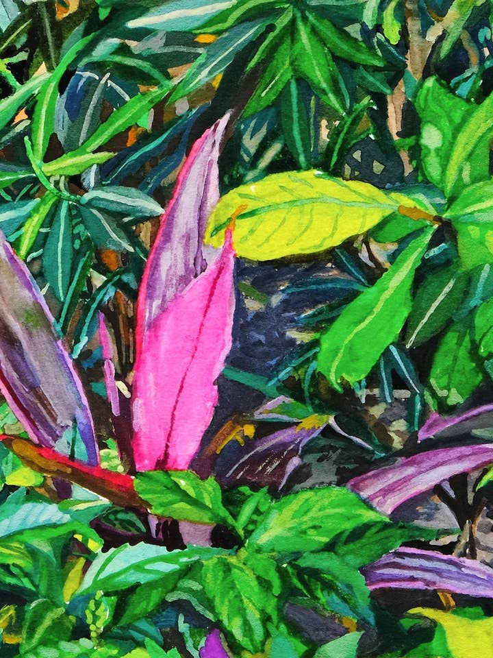 Hint of Fuchsia, original gouache for wholesale by FREAK'N ART