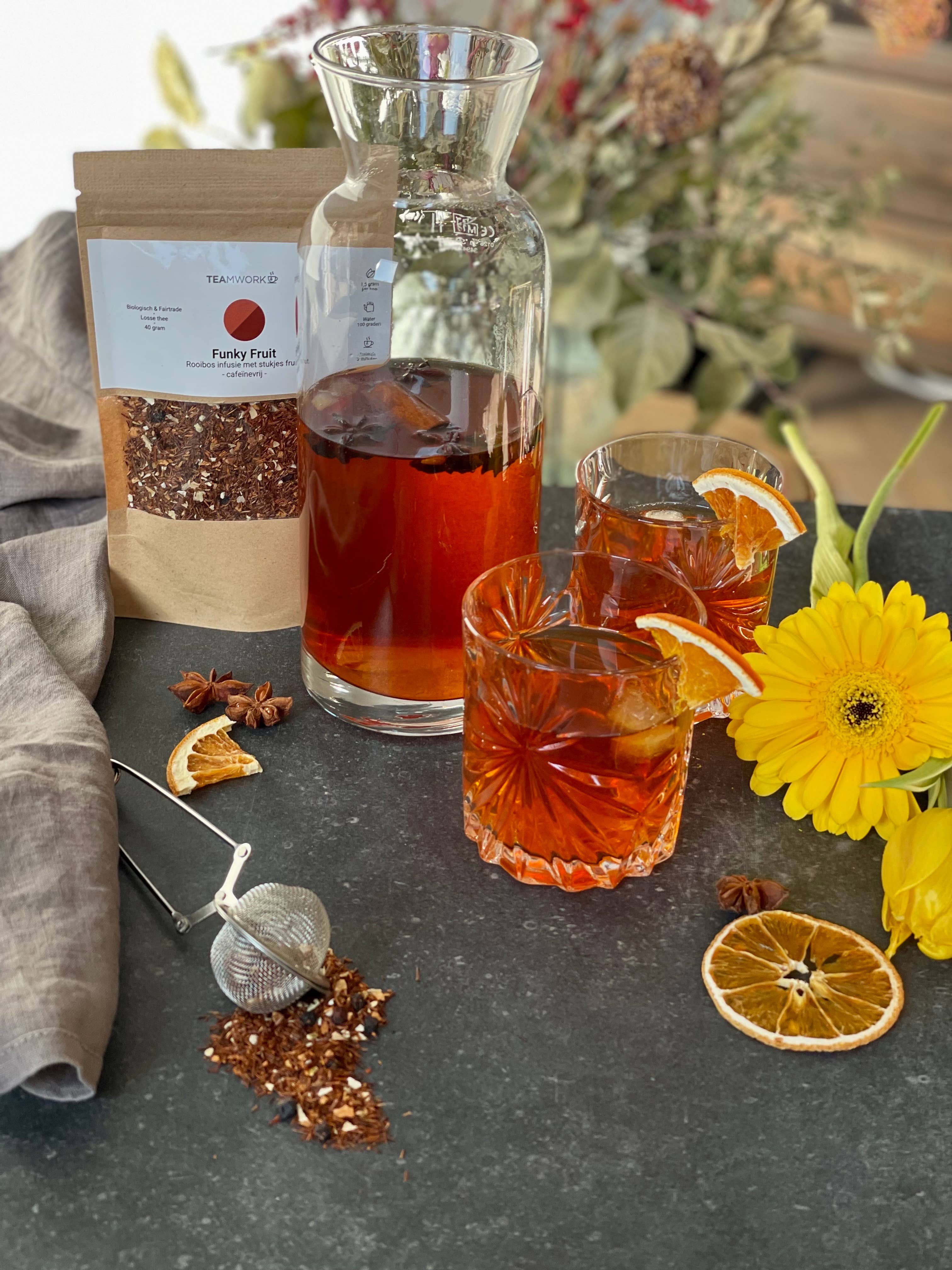 TEAmwork Tea - Wholesale Loose Tea - Funky Fruit Rooibos 15x Pyramid Bags2