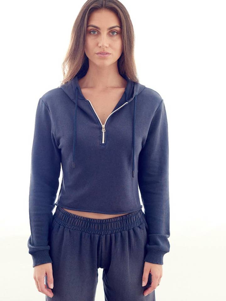 Marineblaues Kapuzenpullover mit für den Großhandel von Uncommonbasics