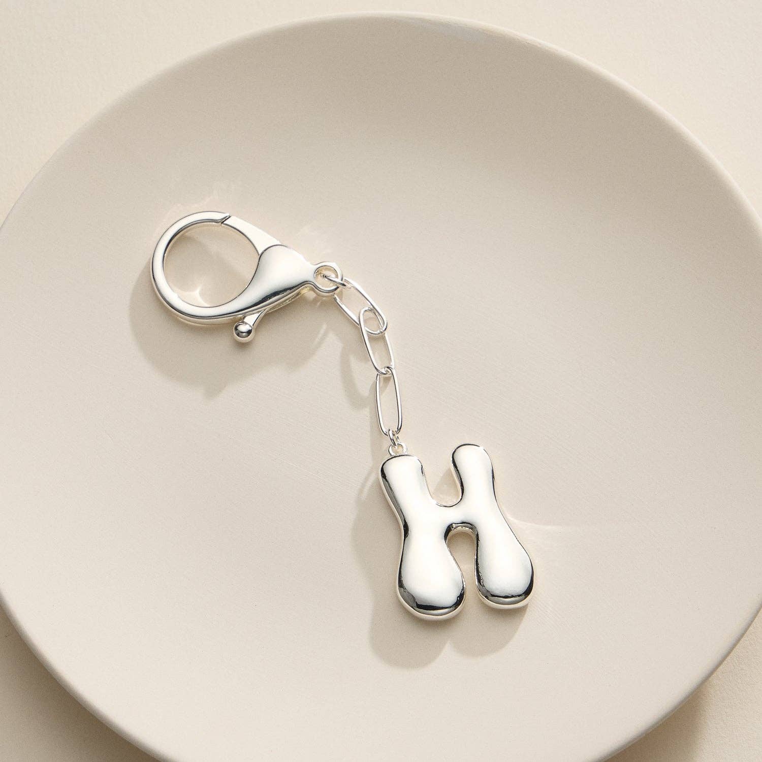 Lilla Haven - Wholesale Keychain - Women's - Bubble Letter Initial Keychain – Gold and Silver Tone Personalized Charm48