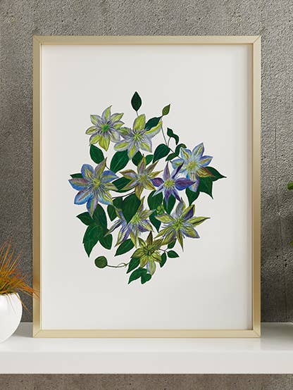 Stampa d'arte Purple Clematis per la vendita all'ingrosso da parte di Shaku
