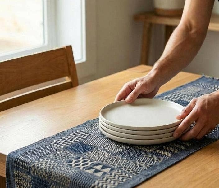 Arcadia Home - Wholesale Table Runner - Hand-Loomed CottonTable Runner - Indigo Blue  18"x96",3